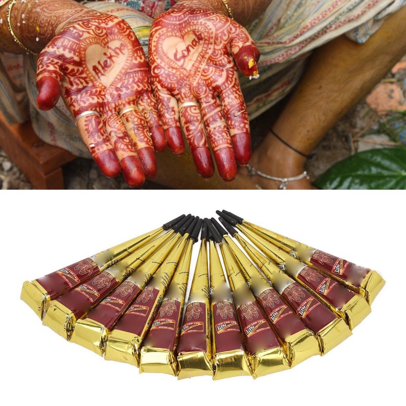 12pcs Temporary Tattoo Paste Cone Body Art Painting Drawing Paste