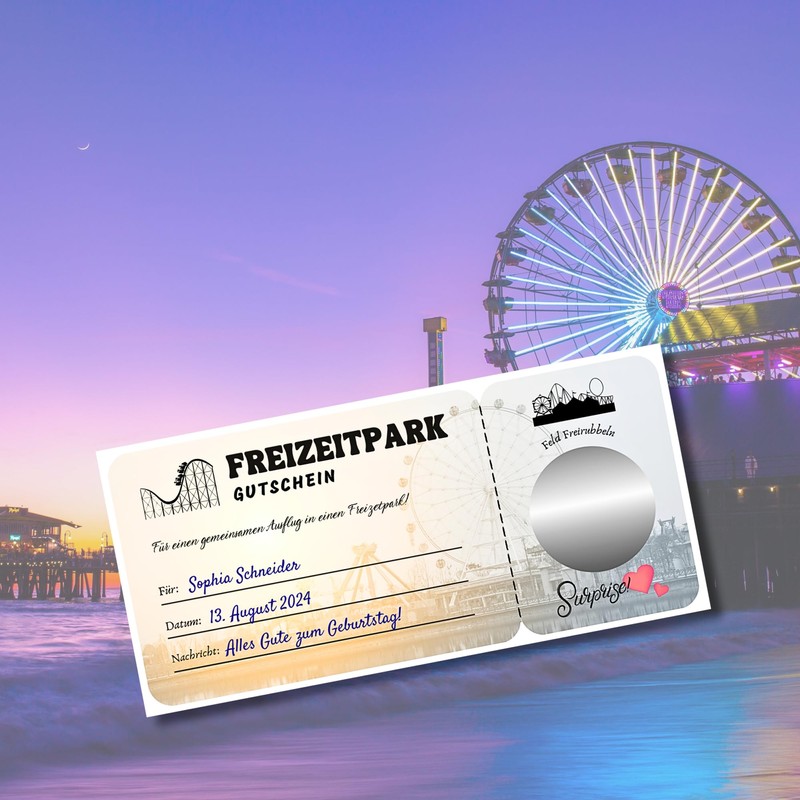 EQUIK PRODUCTS Voucher Freitzeitpark | Scratch Sticker | Voucher Card,