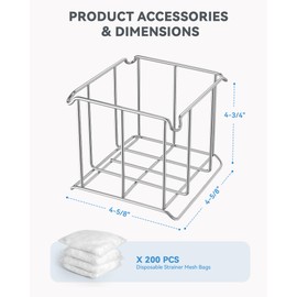 BOTEMY Kitchen Sink Strainer Basket Holder and 200 PCS Disposable Mesh Strainers, Stainless Steel Food Waste Catcher for Sink-Kitchen Leftovers Drain Rack