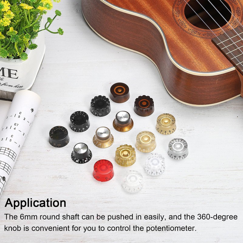 PATIKIL Top Hat Guitar Bell Knobs 6mm/0.24" ID 2 Volume