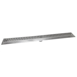 SereneDrains 304 Stainless Steel Brushed Nickel Linear Shower Drain Kit Ocean Wave Linear Shower Drains for Tile Floor Long Hair Catcher Strainer Grate Cover Bathroom (16 Inch)