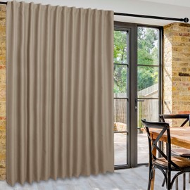 DWCN Privacy Room Divider Blackout Curtain - Patio Sliding Door Curtains, Extra Wide Thermal Curtains with Back Tab & Rod Pocket for Living Room and Bedroom Partition, 100 x 96 Inches, Camel