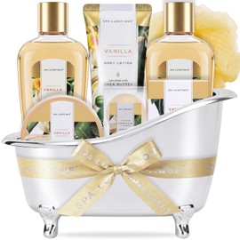 Gifts for Women, Spa Luxetique Spa Gift Baskets for Women, 8 Pcs Vanilla Bath Gift Sets, Vanilla Gift Baskets, Christmas Gifts
