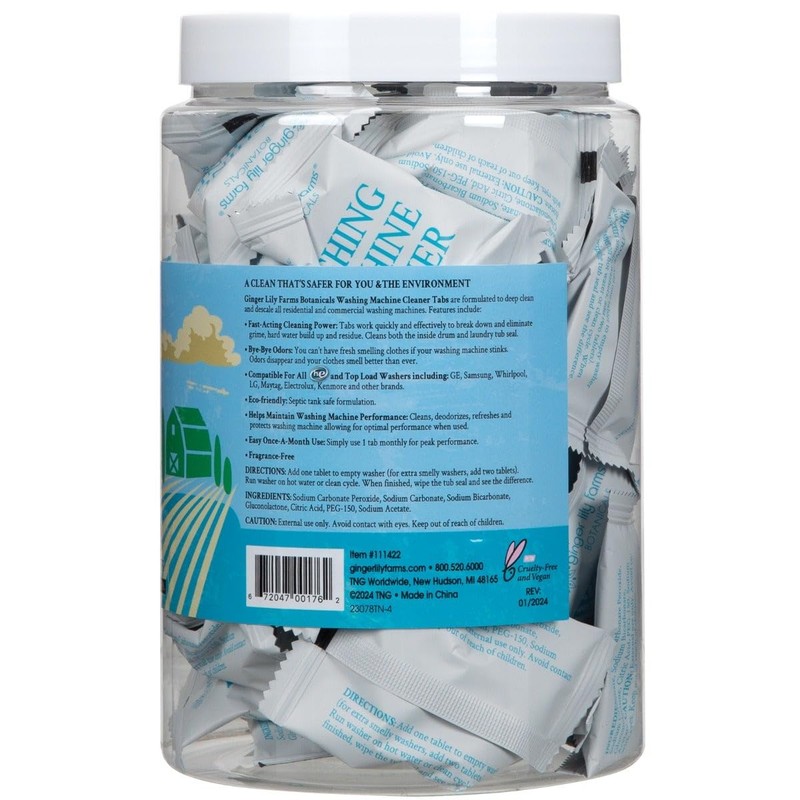 Ginger Lily Farms Botanicals Washing Machine Cleaner Tabs, Deep Cleaning
