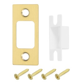 uxcell 2 Sets Door Strike Plate, 57mm x 25.5mm Stainless Steel Latch Deadbolt Replacement Lock Strike Plate for Door Frame Door Jamb Reinforcement, Right Angle, Gold
