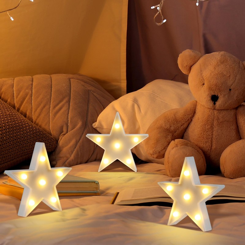 6 Pcs LED Star Lights,Star Shaped Night lamp,Hangable (White)