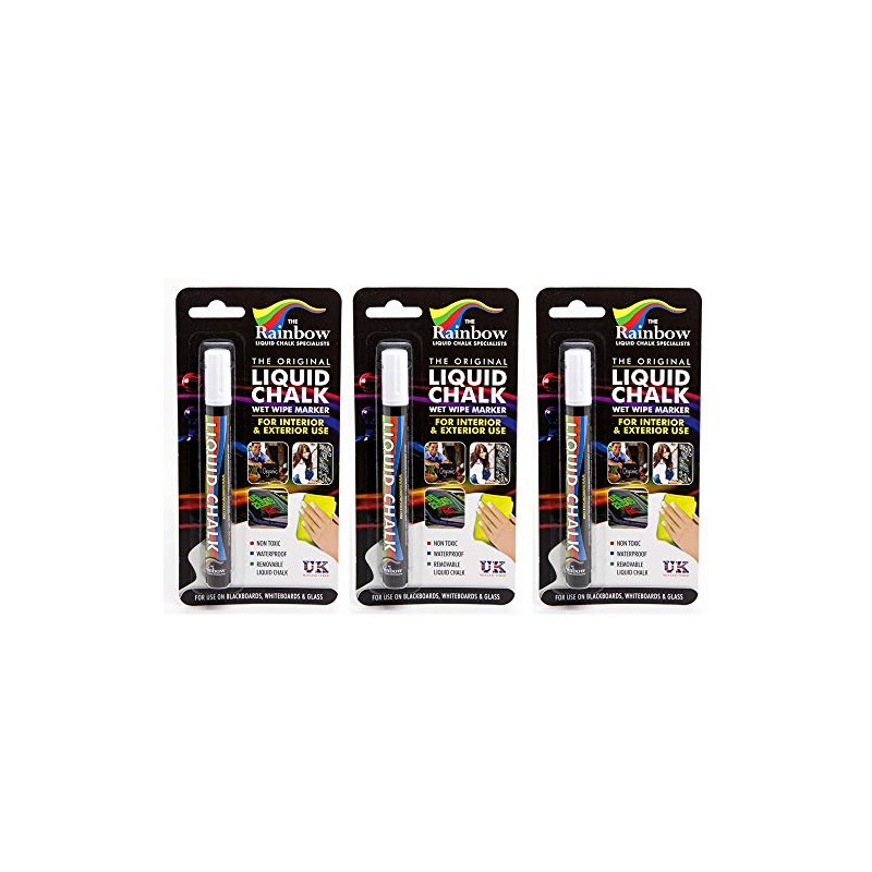 3 x White Liquid Chalk Marker Pens - 5mm CHISEL