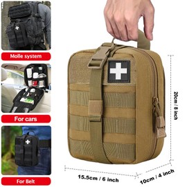 Tactical MOLLE Rip-Away EMT Medical First Aid IFAK Lifesaving Pouch,Outdoor Medical Package,Mountaineering/Climbing Rescue Tools Package Made of 600D Waterproof Fabric (TAN)