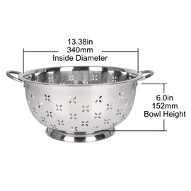 Lindy's Stainless Steel Colander for Home Kitchen with Handles and Stable Base - for Straining, Steaming, Draining and Rinsing (13-Quart)
