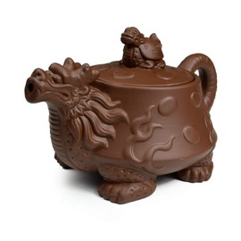 Teapot Chinese Dragon Turtle Auspicious Zisha Clay Gongfu Teapots for Loose Tea (Brown)