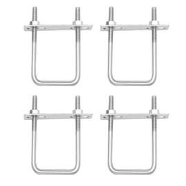 4 Pack M6 Square U-Bolts, 80 x 50 mm Stainless Steel U Clamp Bolt Fastener with Nuts and Frame Plates, U Bolts Brackets for Industrial Hardware Pipe Conduit Cable Tube Marine Boat Deck Trailer Auto