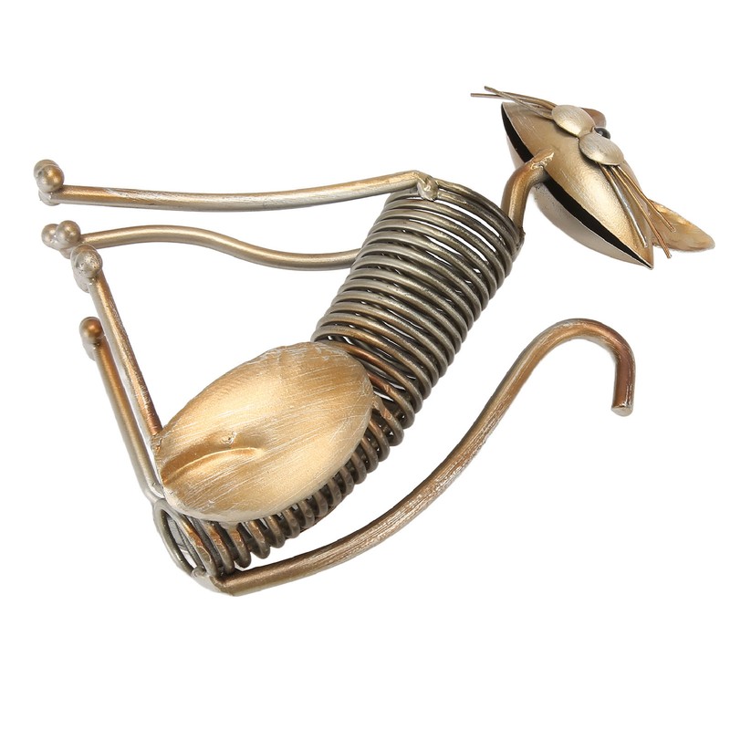 Metal Cat Figurine Innvoative Fun Hand Crafted Spring Cat Sculpture