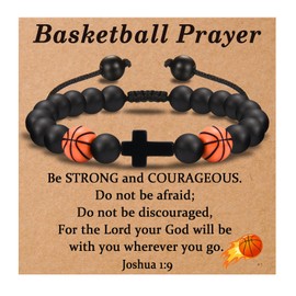 EPVIDO Basketball Gifts for Boys Gifts Basketball Bracelet Teen Boy Cross Jewelry Stuff for Birthday, Christmas, Baptism