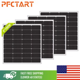 PFCTART 12V Solar Panel 100W 200W 400W  Mono Off-Grid Charge for RV Marine Home - 2x100W