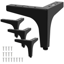 XUUHOOG 4 Inch Metal Furniture Legs - Set of 4 Modern Iron Diamond Triangle Feet, Black/Gold, for Sofa, Cabinet, Chair, Bed, and More