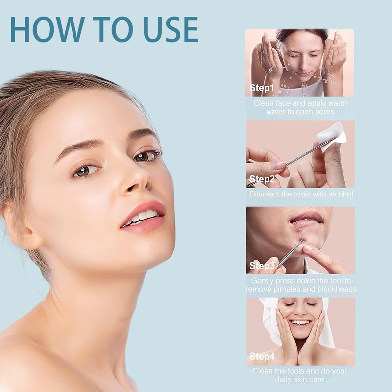 Plstod Blackhead Remover, Pimple Squeezing Tool, Blackhead Remover Set, for