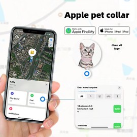 Dog GPS Tracker Cat Tracker, Waterproof Tracker for Pet Only iOS, Pet Location Tracking Collar, Works Worldwide with Any Collar, No Other Fees, Find My Tracker (Black)