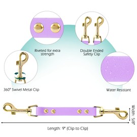 PetBonus Dog Collar Safety Clip, Waterproof Backup Safety Strap for Dog Harness to Prong Collar, Odor Proof Double Ended Clasp Leash Connector for Training Walking (Purple)