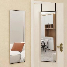 Mirror 47×14 inch Rectangle Black Framed Door MirrorOver The Door Full Length Mirror