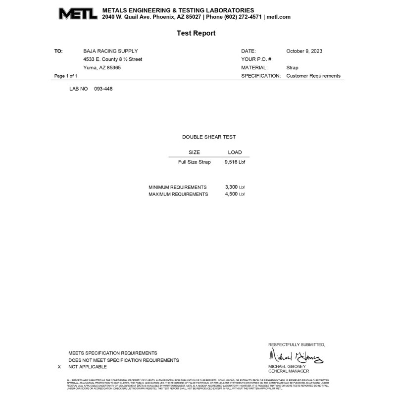 Baja Racing Supply Limit Straps-Size: 16