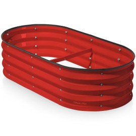 Galvanized Raised Garden Beds Outdoor // 4×2×1 ft Planter Raised Beds for Gardening, Vegetables, Flowers // Large Metal Garden Box (Red)