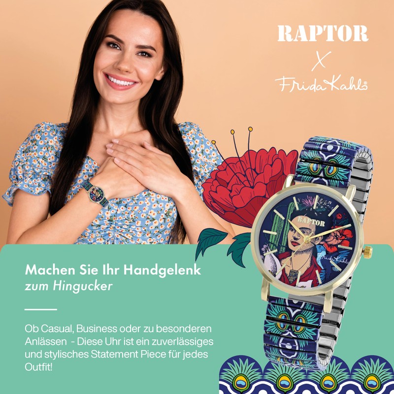 Raptor Damenarmbanduhr FRIDA KAHLO Edition mit Zugband