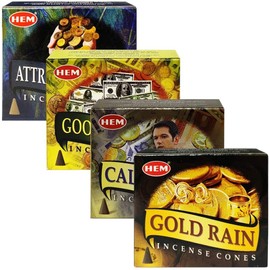 HEM Hem Incense Cones |Attract Money, Good Fortune, Call Client & Gold Rain | Money Luck & Business Themed Fragrances| Total 80 Cones||, black