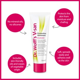 Dr. Wolff's V-san Protective Ointment 1x 75ml | Anti Chafing Cream for External Intimate Area | Helps and Aids Healing of Skin Irritaion Due to Chafing