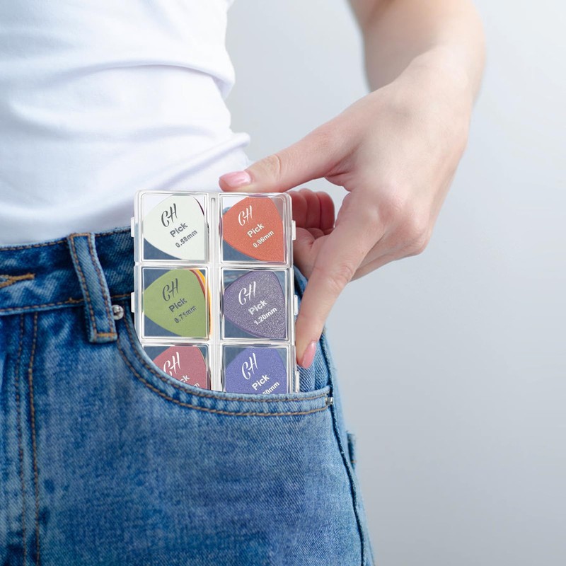CollectHall Guitar Pick Holder, 6 Grid Guitar Pick Case, 60