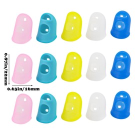 YOLUFER 15pcs Kids Guitar Finger Protectors, Silicone Finger Guards for Ukulele Electric Guitar (Mixed Color), Normal