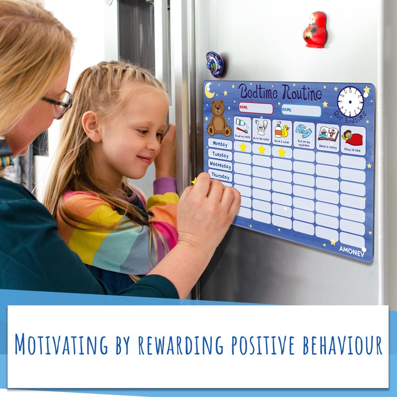 Amonev Magnetic Bedtime Routine Chart Reward Chart and Sleep Training