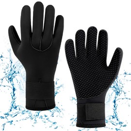5mm Wetsuit Glove Neoprene, Thermal Anti-Slip and Adjustable Strap Wear-resistant Diving Gloves for Snorkeling Swim Scuba Diving Water Sports for Men Women