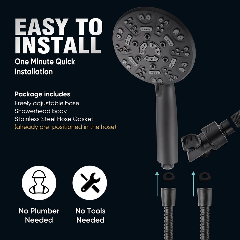 Cobbe 8 Functions Shower Head with handheld, High Pressure Shower