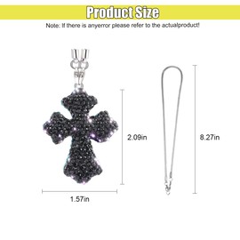 Bling Cross Car Rear View Mirror Ornament, Crystal Rhinestone Car Mirror Hanging Pendant, Religious Auto Interior Decoration Accessories for Men Wome (Black)