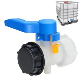 Riisoyu IBC Valve, 62 mm DN40 Thread Outlet Valve, Universal Adapter, IBC Outlet Tap, Flap Tap, 1000 L, IBC Tank Tap, Barrel Valve for Water Tank, IBC Container Valve for Water Butt and Container