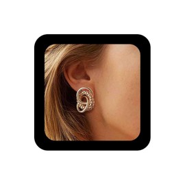 Enautoabs Plated Chunky Twisted Knot Stud Earrings Gold Geometric Drop Dangle Earrings Large Thick Metal Knot Earring Jewelry for Women