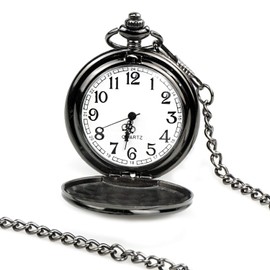 Pocket Watch Vintage Men's Quartz Engraved Pocket Watch for Dad with Chain & Dad Christmas Birthday Xmas Gifts, B-Dad Negro