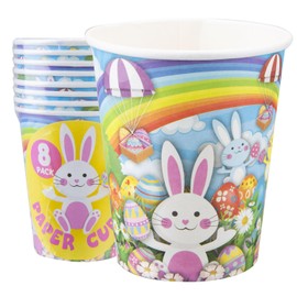 VFM - Easter Paper Cups Picnic-Party Accessories Easter Bunny Design Cute Fun Easter Activity for Garden Parties Childs Picnics Easter Hunts - 8 Pack - 9oz "