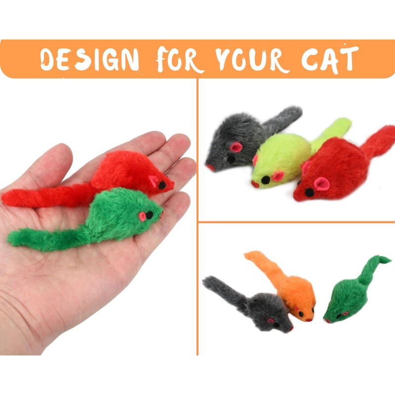 ds. distinctive style 12 Pcs 4" Furry Cat Toy Mice,