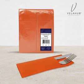 VelaHub Airlaid 50 Cutlery Napkins, High-Quality Disposable Napkins, 32 x 40 cm, Orange