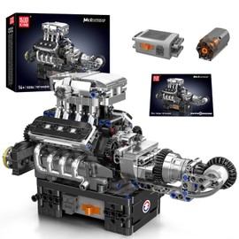 Mould King 10206 V8 Engine Building Kit - Build Your Own V8 Engine Toy, 8-Cylinder Gasoline Car Engine Replica Model Kit for Kids/Teens Ages 8+