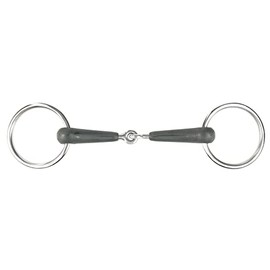 HORZE Rubber Loose Ring Snaffle Bit - Black - 3.75