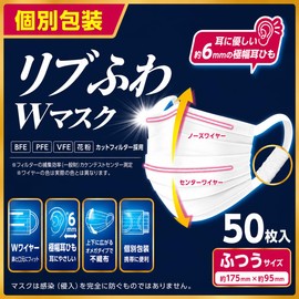 Ribbed Fluffy W Mask, Regular Packaging, 50 Sheets