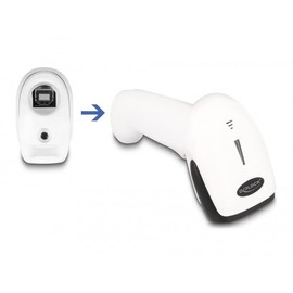 Delock Barcode Scanner 1D and 2D for 2.4 GHz Bluetooth or USB White