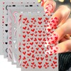 6 Sheets Heart Love Nail Art Stickers Glitter Shiny Love