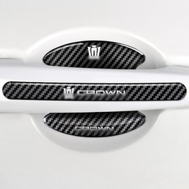 DELUXEFOX 8 Pcs Carbon Fiber Door Handle Protector Crown Fit Door Handle Protection Anti-Scratch Scratch Hide Seal Sticker Cover Protective Film For Crown