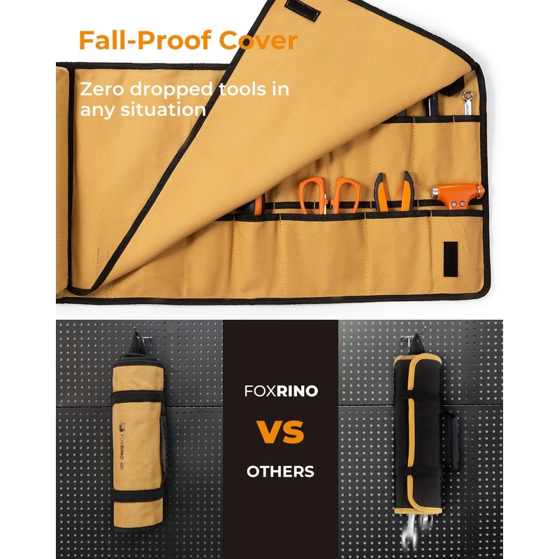 Foxrino Tool Roll, Heavy Duty Tool Roll Bag Organizer, Roll