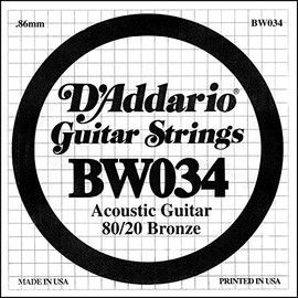 D'Addario .034 Bronze Wound Single String for Acoustic Guitar