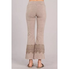 Chatoyant Wide Lace Crop Pants Stone Medium