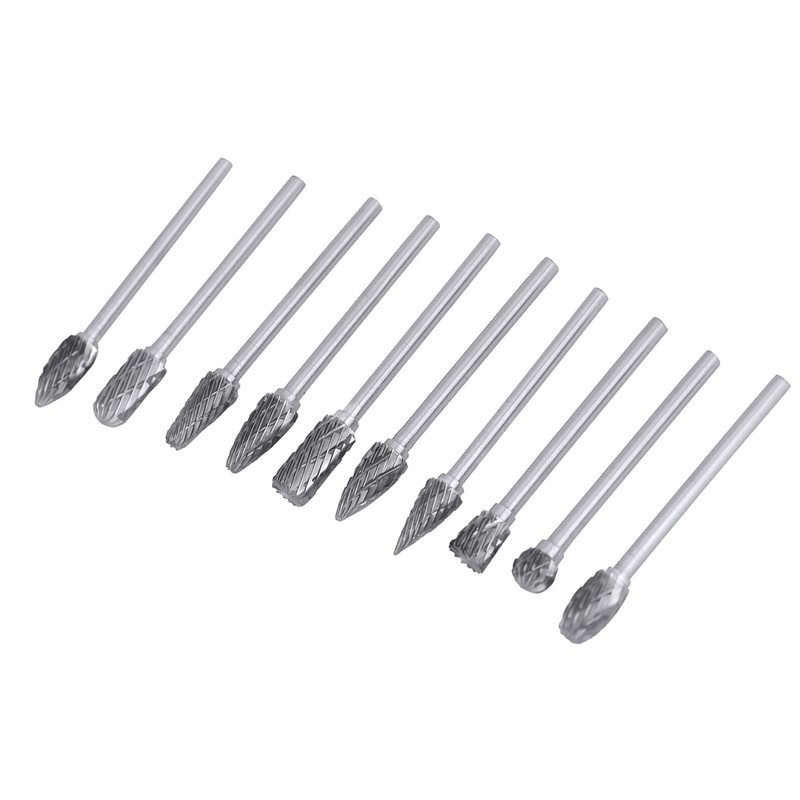 One Set 10 Tungsten Steel Carbide Burrs for Rotary Tool